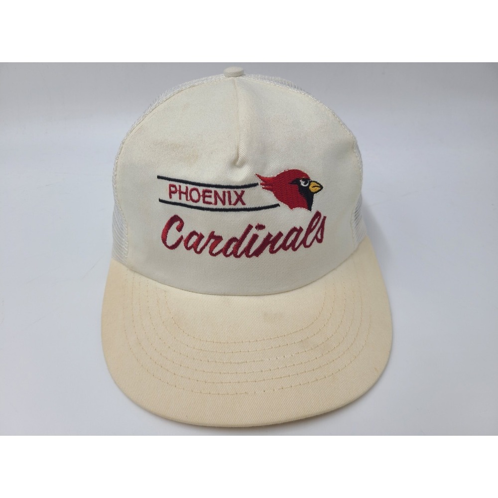 Vintage Phoenix Cardinals Distressed Mesh Trucker Snapback Hat Cap Men NFL White